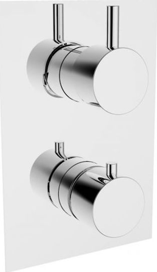 Ottone Meloda Thermostatics Built-in Faucet Mixer for Shower 5 Exits Silver
