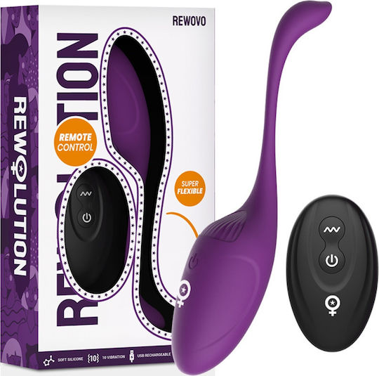 Rewolution Vibrator Egg with Remote Control 15.2cm Purple