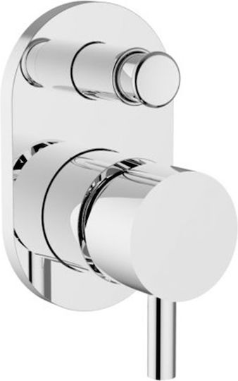 Ottone Meloda Proteus Built-in Faucet Mixer for Shower 2 Exits Silver