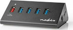 Nedis UHUBUP3510BK USB 3.0 Hub 5 Θυρών με σύνδεση USB-A & Θύρα Φόρτισης και Εξωτερική Παροχή Ρεύματος