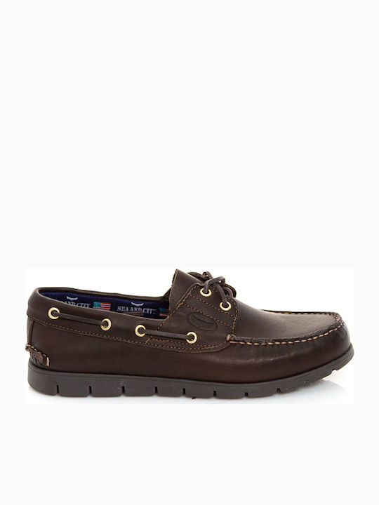 C20 Maine Men's Leather Boat Shoes Brown