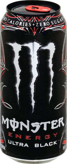 Monster Ultra Black Energy Drink με Ανθρακικό, Χωρίς Ζάχαρη σε Κουτί 500ml