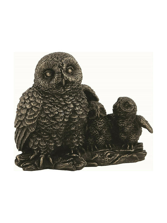 Owl with her children miniature statue (Veronese bronze electrolysis 6cm)