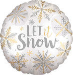 Μπαλόνι Foil Στρογγυλό "Let it Snow" Λευκό 46εκ.