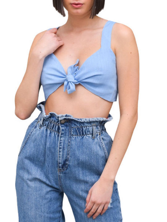 Glamorous Women's Summer Crop Top with Straps Light Blue