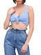 Glamorous Women's Summer Crop Top with Straps Light Blue