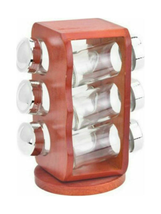 Καρβούνης Glass Tabletop Rotating Spice Rack Cherry 6pcs