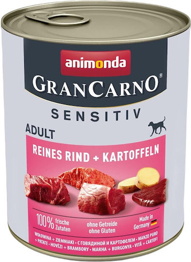 Animonda Gran Carno Sensitive Wet Food Dogs in Cans with Beef and Potatoes Grain-Free & Gluten-Free 800gr