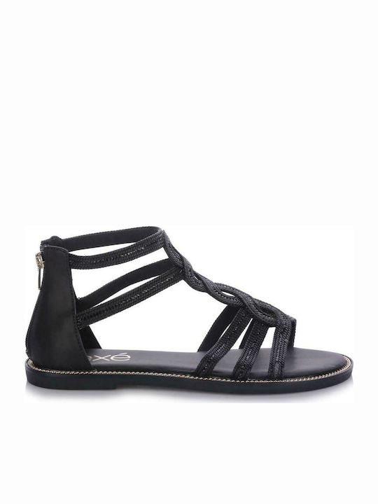 Exe Leather Women's Flat Sandals In Black Colour M47001501 P20