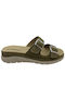 Suave 12507 Leather Women's Flat Sandals Anatomic in Khaki Color