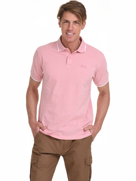 Biston Ανδρική Μπλούζα Polo Κοντομάνικη Ροζ