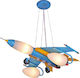 Universo Kids Metallic Chandelier Ceiling Light Airplane Light Blue