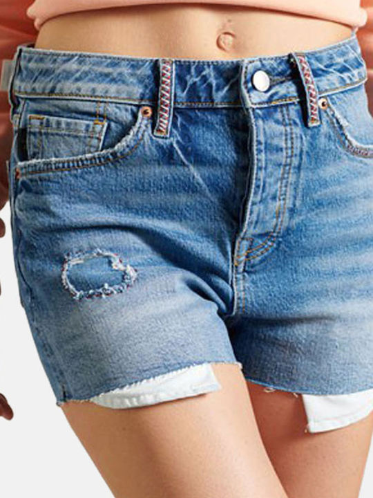 Superdry Skinny Hot Γυναικείο Τζιν Σορτς Μπλε