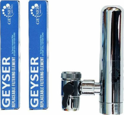 Geyser Euro Wasserhahn-Montage-Wasserfilter Inox Aragonit mit 2 Extra-Ersatzfilter
