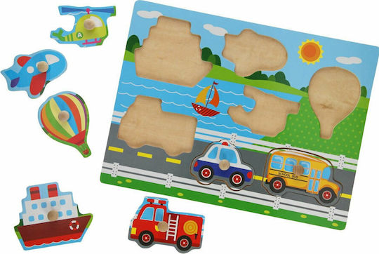 Wooden Kids Peg Puzzle Vehicles Vehicles for 1+ Years 7pcs Johntoy