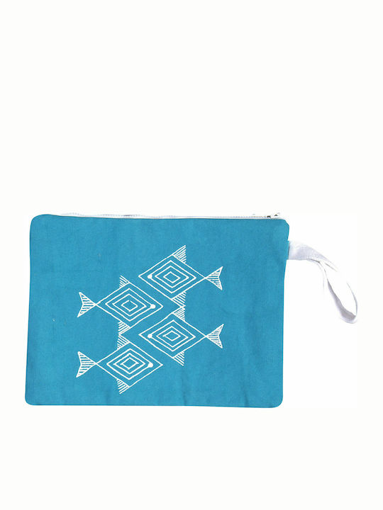 Toiletry Bag Fishes in Turquoise color 35cm