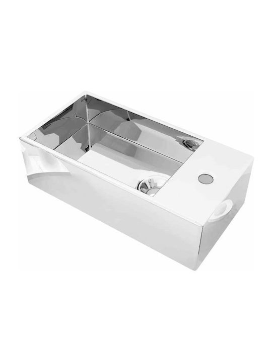 vidaXL Countertop Sink Ceramică 49x25cm Argint
