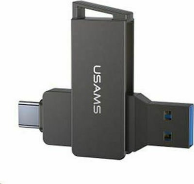 Usams ZB200 64GB USB 3.0 Stick mit Verbindung USB-A & USB-C Schwarz