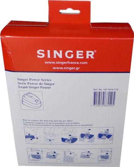 Singer 1470416510 Vacuum Cleaner Bags 5pcs Compatible with Singer Vacuum Cleaners