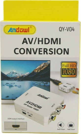 Andowl QY-V04 Μετατροπέας RCA female σε HDMI female Λευκό 1τμχ