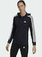 Essentials 3-Stripes Women's Sweatshirt Jacket Hooded Legend Ink