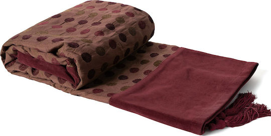 Silk Fashion 602 Polka Dot Armchair Throw Chenille 150x180cm Burgundy Polka Dot