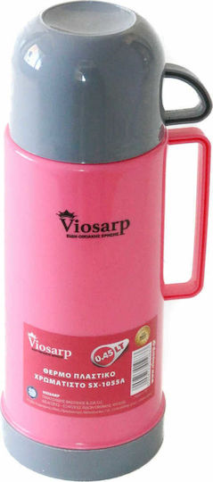 Viosarp Μπουκάλι Θερμός Πλαστικό 450ml Ροζ με Καπάκι-Κύπελλο