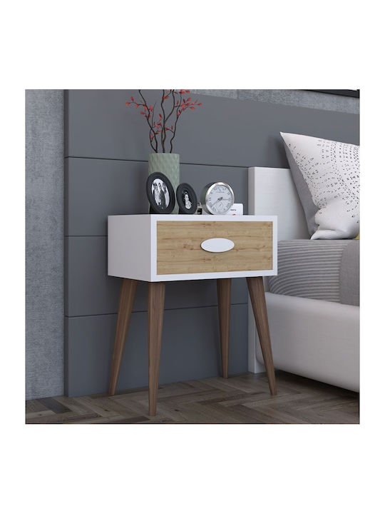 Κομοδίνο Laber Ξύλινο Καρυδί Λευκό Sonoma 45x30...