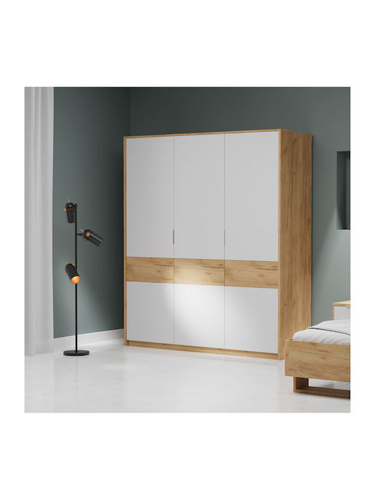Dreifachtür Kleiderschrank Avanti Golden Oak - White 184.8x65.6x214.2cm