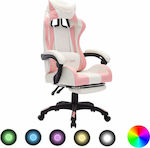 vidaXL 288014 Gaming Chair with RGB Lighting and Footrest Pink/White