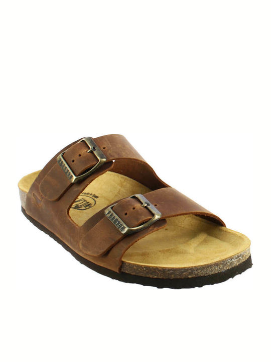 Plakton Leather Women's Flat Sandals In Brown Colour