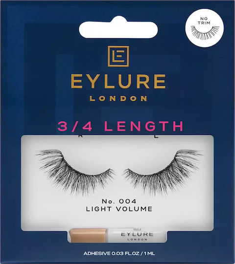 Eylure 3/4 Length False Eyelashes 004 Black Light Volume with Glue