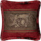 Silk Fashion Decorative Pillow Case 1208 Made of 100% Cotton Burgundy / Olive Green 45x45cm
