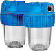 Atlas Filtri Medium Duplex Plus 3P AFO SX TS Water Filtration System Double Central Supply Micron 3/4''