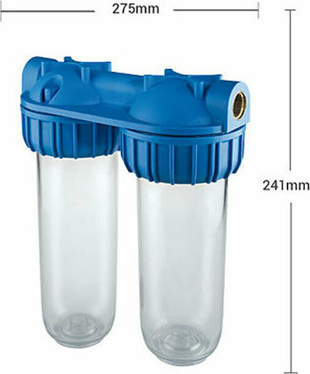 Atlas Filtri Junior Duplex Plus 3P AFO SX TS Συσκευή Φίλτρου Νερού Κεντρικής Παροχής Διπλή 3/4''
