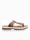 Mirabella Leather Women's Flat Sandals Anatomic Flatforms in Tabac Brown Color