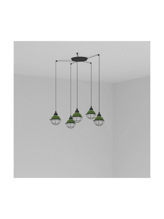 Faro Barcelona Pendant Chandelier for 5 Bulbs E27 Green