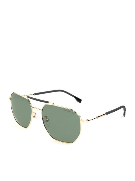 Converse Men's Sunglasses with Gold Metal Frame and Green Lens
