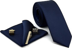 Legend Accessories Σετ Ανδρικής Γραβάτας Συνθετική Μονόχρωμη σε Navy Μπλε Χρώμα