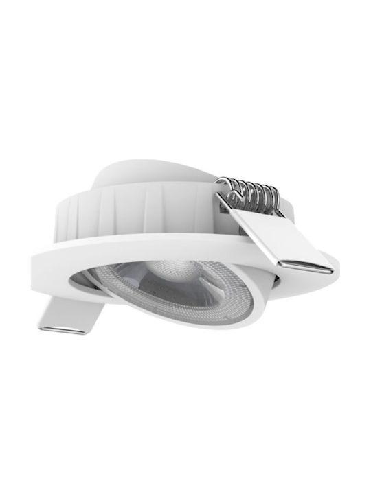 Elvhx Round Metallic Recessed Spot with Integrated LED and Natural White Light 5W 4000K White 8x8cm. 1pcs