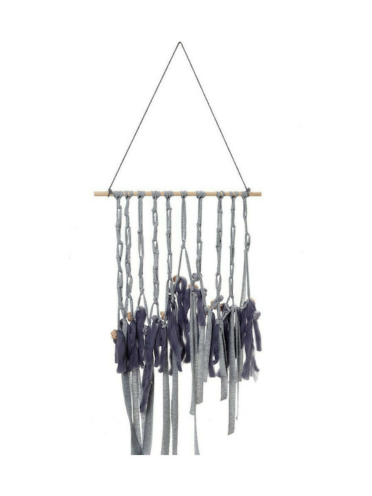 Espiel Macrame Hanging Wall Decor Handmade Grey Made of Fabric 40x76cm