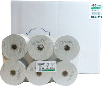 Typotrust Termică Bandă de hârtie Registru de casă L80xΔ80mm cu Lungime 65m 48gr/m² 36buc
