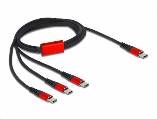 DeLock Regular USB to 3x Type-C Cable Μαύρο 1m (86713)