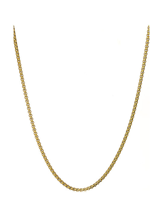 Oxzen Unisex Gold Plated Stainless Steel Neck Thin Chain Yellow with Polished Finish 60cm