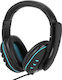 Komc A7 Over Ear Gaming Headset με σύνδεση 2x3.5mm Blue