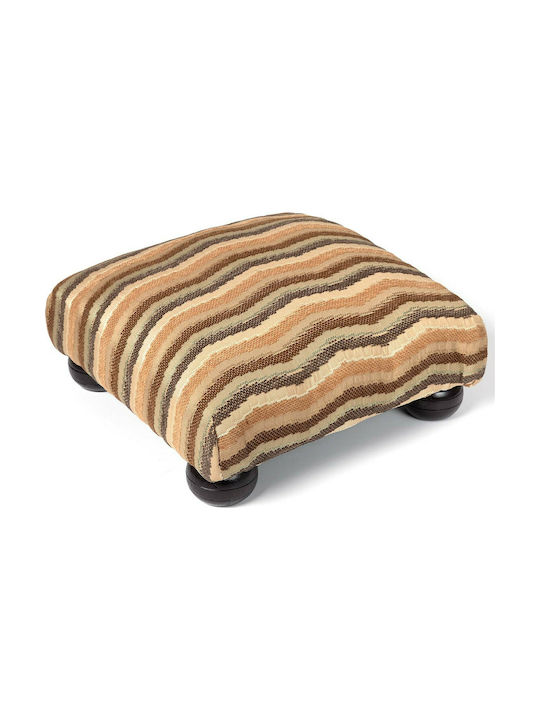 Stool Footstool Upholstered with Fabric 602 Κύμα Gold 30x30x14cm