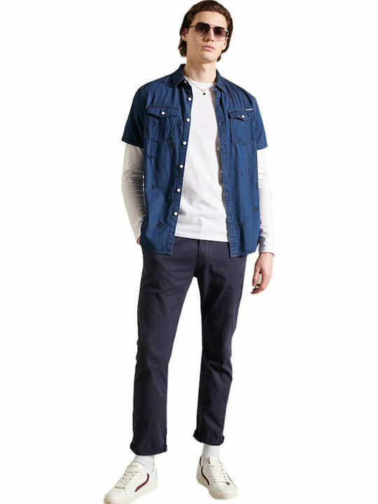 Superdry Trousers Chino in Straight Line Navy Blue