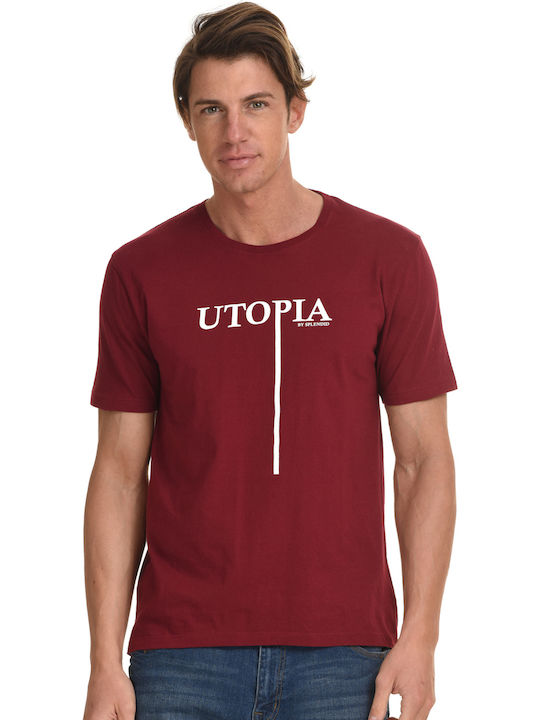 Splendid T-shirt Bărbătesc cu Mânecă Scurtă Burgundy