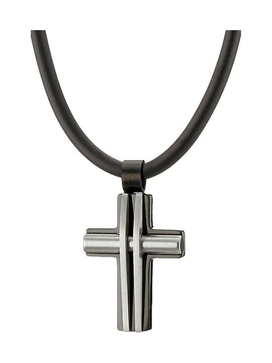 Oxzen Men's Cross from Steel with Cord
