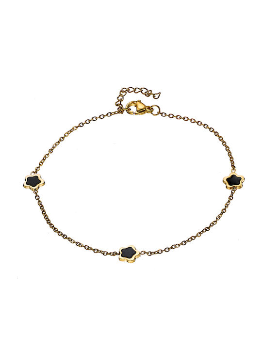 Oxzen Gold Plated Foot Chain from Stainless Steel Black 24cm